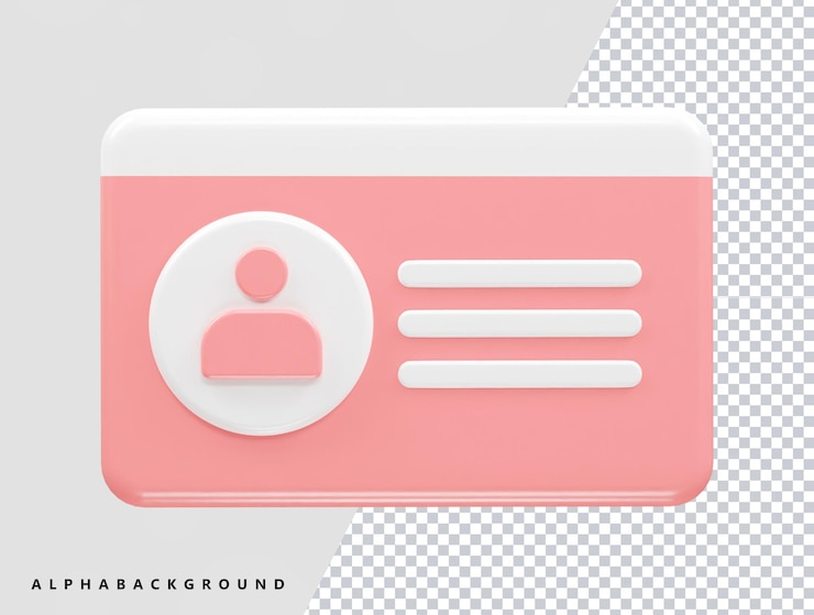 PSD id 카드 아이콘 3d 렌더링 요소