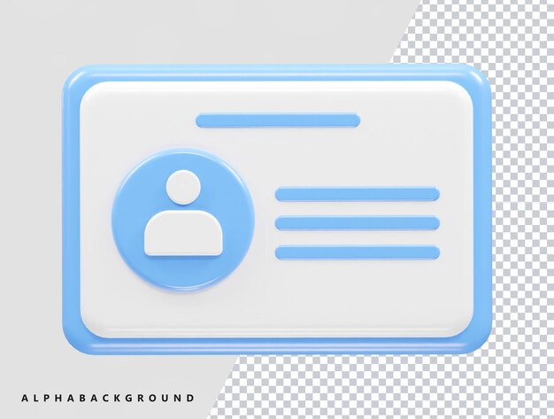 Id card icon 3d rendering element