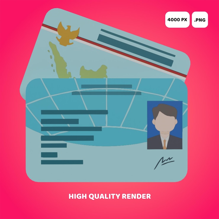 PSD id card ktp indonesia illustration