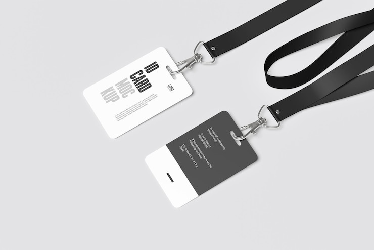 PSD id card mockup with lanyard