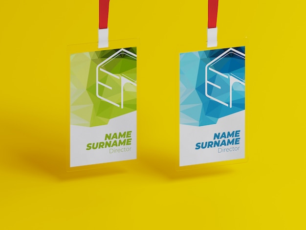 Id card mockup with lanyard