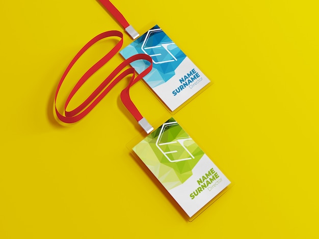 PSD id card mockup with lanyard