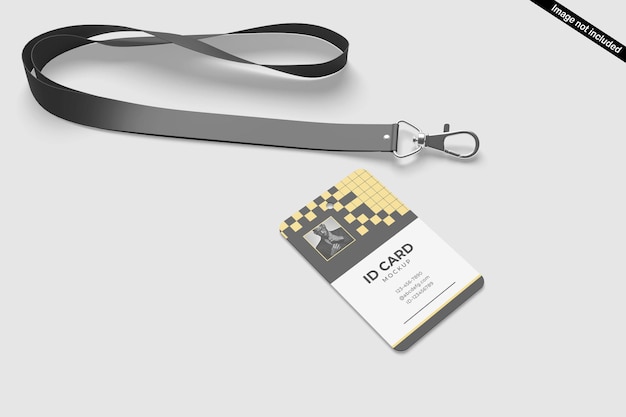 PSD a id card with a black and yellow lanyard.