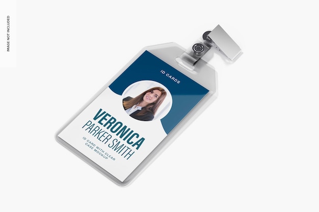 PSD id card with clear case mockup