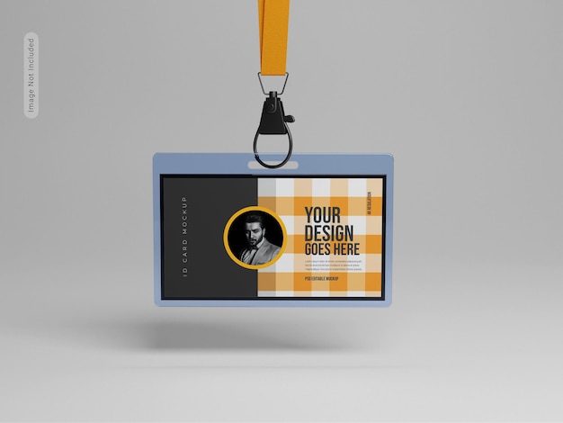 Id card with holder mockup