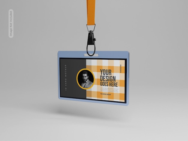 Id card with holder mockup