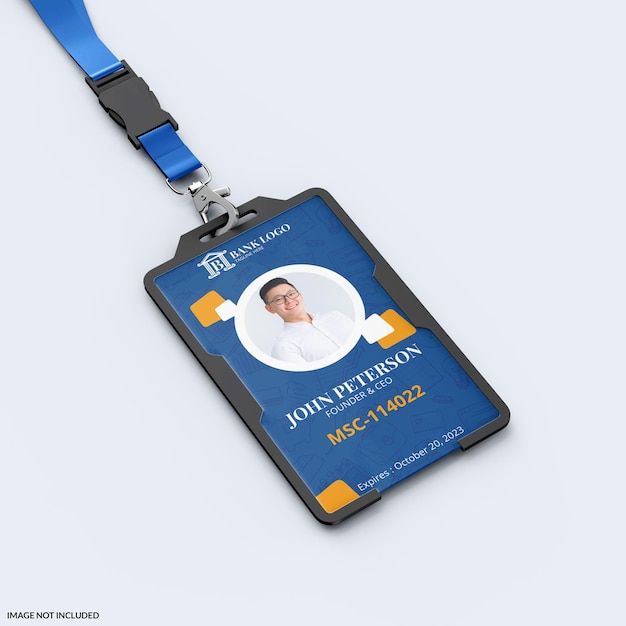id card with lanyard mockup
