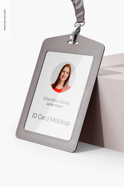 ID Card with Leather Holder Mockup Perspective