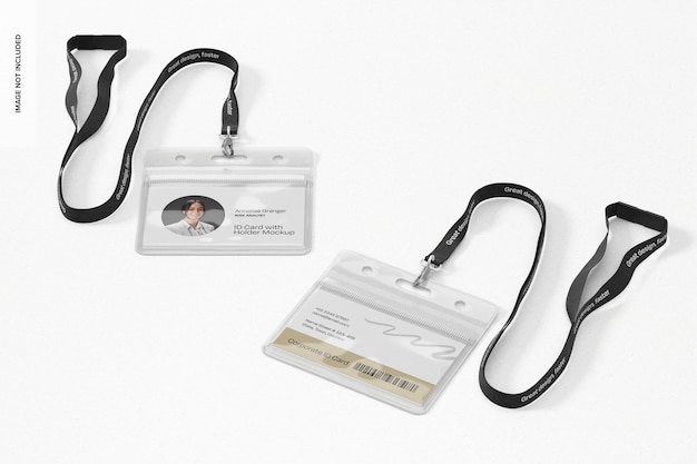 PSD id cards with transparent holder mockup