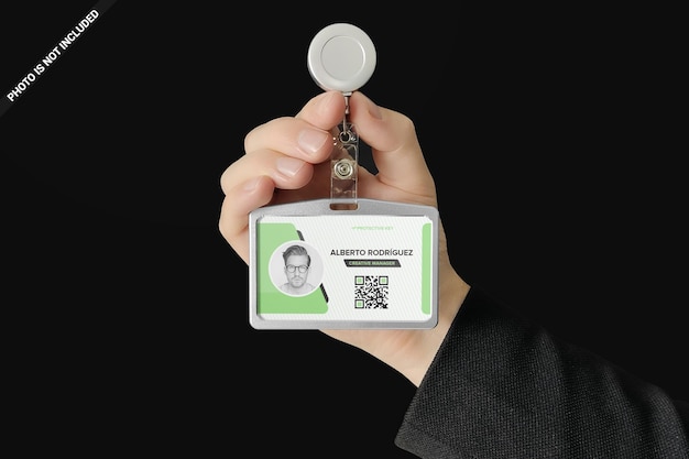 Id-kaarthouder in een mannenhand mockup-ontwerp geïsoleerd