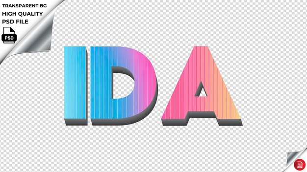 PSD ida typografie regenboog kleurrijke tekst textuur psd transparant