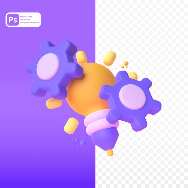 Idea in 3d render for graphic asset web presentation or other