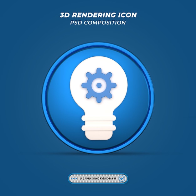 PSD icona di impostazione del tema dell'idea nel rendering 3d