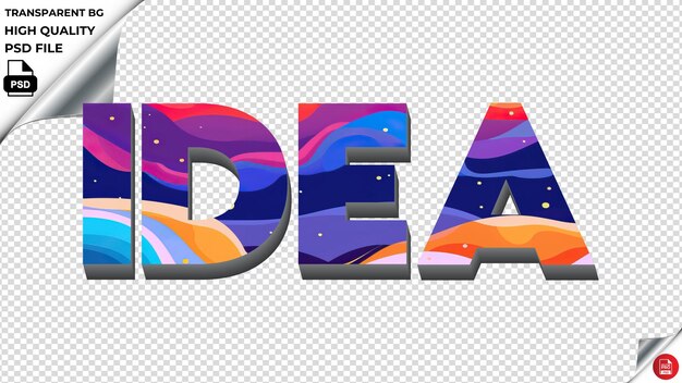 PSD idea typography flat colorful text texture psd transparent