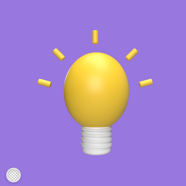 Idee lamp pictogram 3d-model cartoon stijl render illustratie