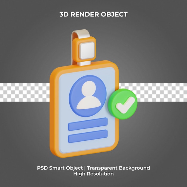 Identiteitskaart 3d render geïsoleerde premium psd