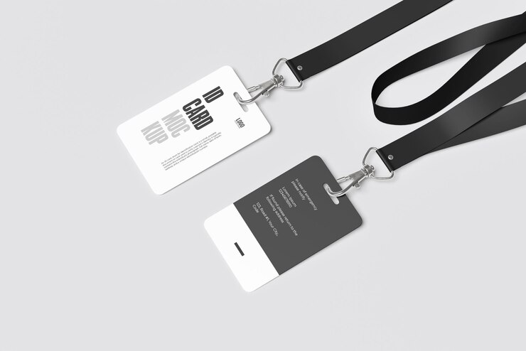 PSD identiteitskaart mockup met lanyard