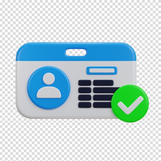 PSD id カード 検証されたアイコン 3d レンダリングイラスト