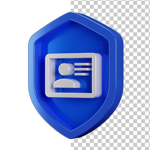 Identity icon badge with 3d view blue security shield design