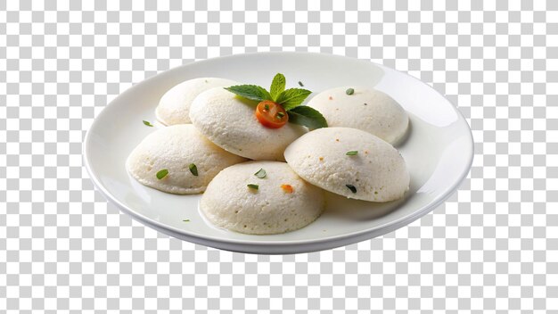 Idli Na Białej Płytce Na Przezroczystym Tle