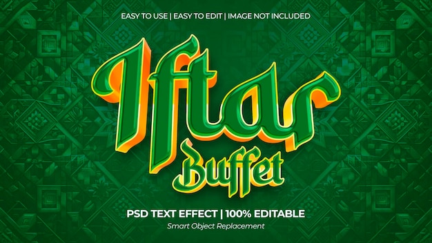 PSD iftar buffet text effect