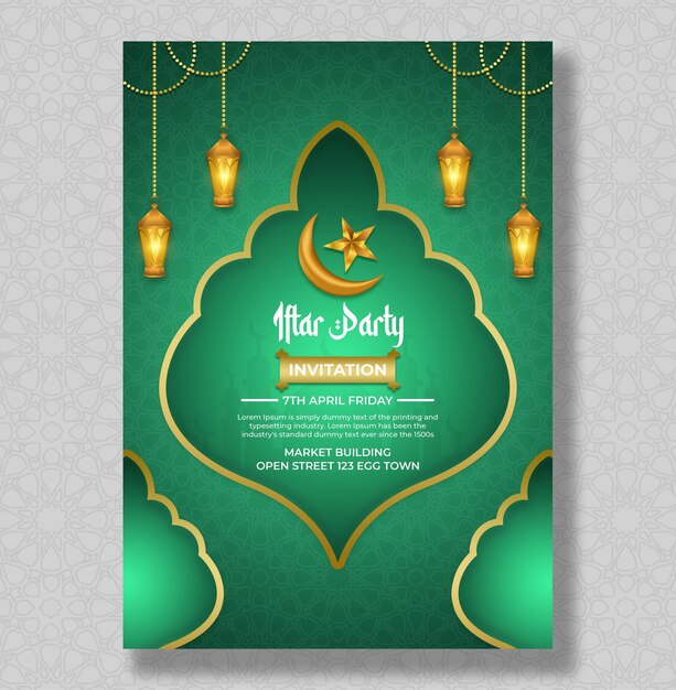 Iftar feest uitnodiging decoratieve poster ontwerpsjabloon