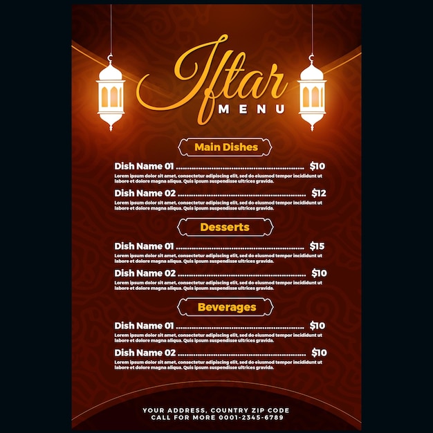 PSD iftar menu template design