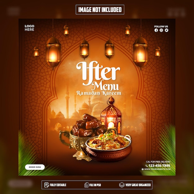 Ifter Menu Dla Ramadanu Karem Flyer Social Media Post Szablon Baner