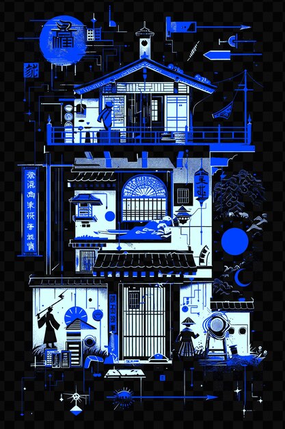 Igas ninja museum with stealthy street scene ninja tools sec psd vector tshirt tattoo ink scape art