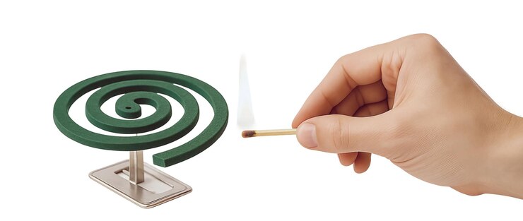 PSD igniting a mosquito coil with a match