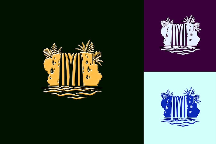 PSD iguazu falls with waterfall icon cascading waterfalls with s creative brazil culture icon designs