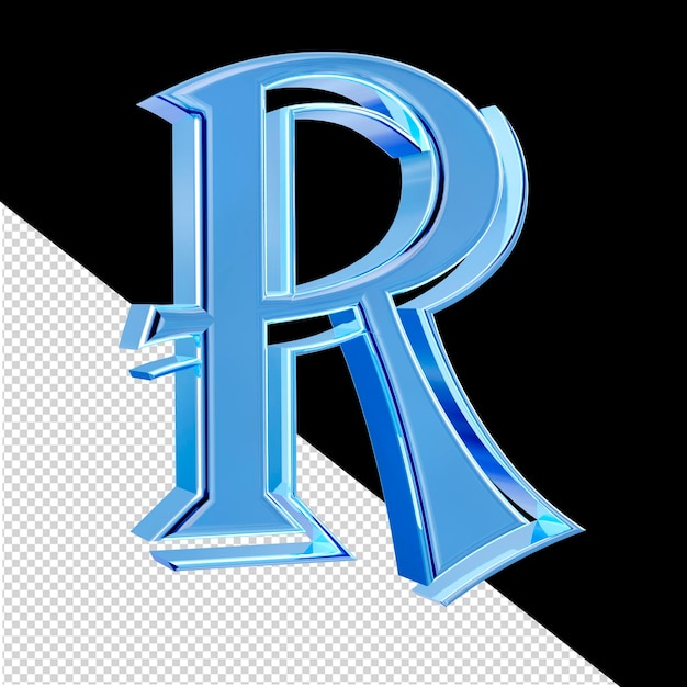 PSD ijsblauw symbool letter r