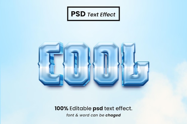 PSD ijskoel 3d bewerkbaar teksteffect