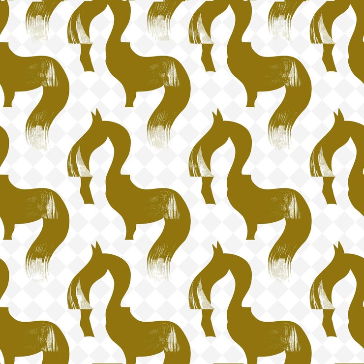 PSD ikat pattern with kind of horse icon and blurred lines with nature inspired abstract outline art
