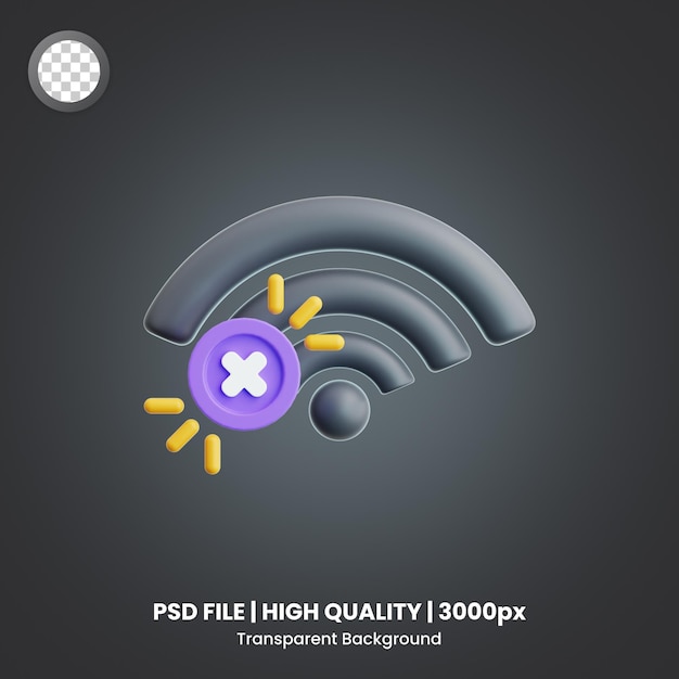 Ikona 3D Brak Wi-Fi