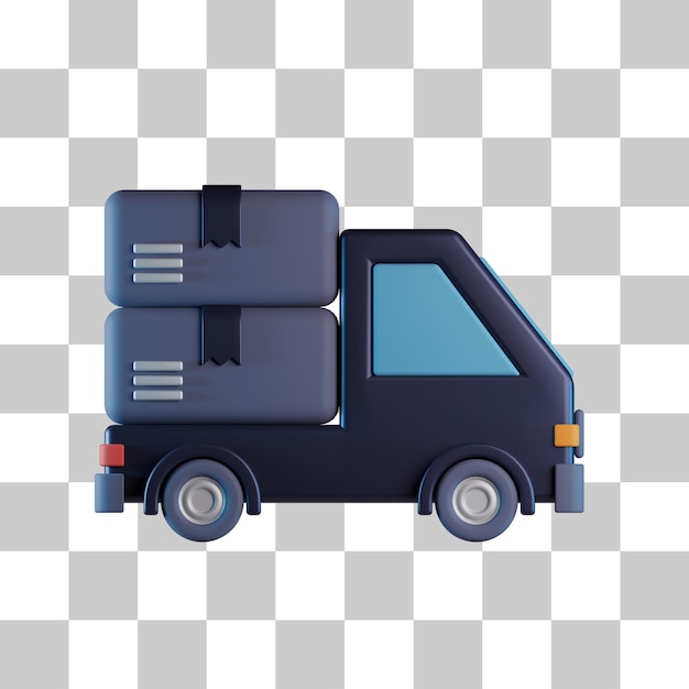 PSD ikona 3d ciężarówki dostawczej