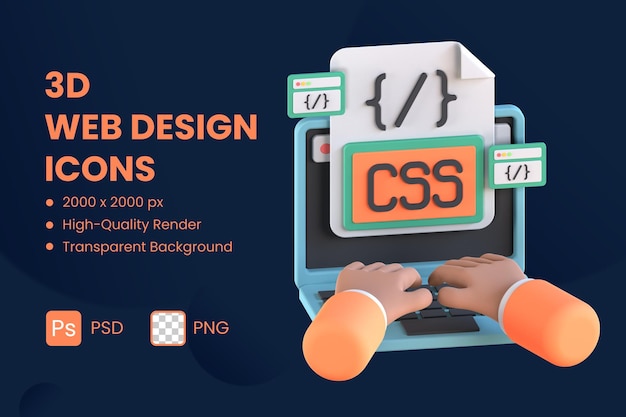 Ikona 3D Ilustracja Język CSS