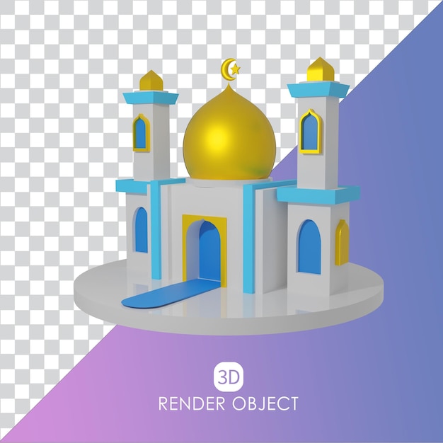 PSD ikona 3d meczet ramadhan ilustracja renderowania