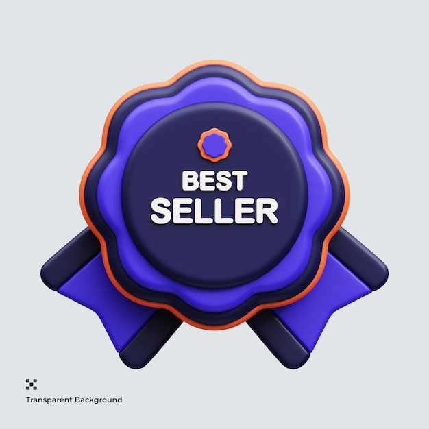 PSD ikona 3d odznaki bestsellera