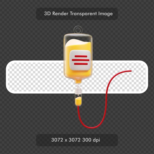 PSD ikona 3d płynnej kroplówki dożylnej