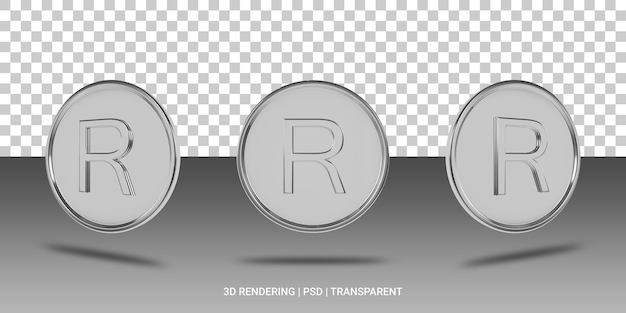 PSD ikona 3d srebrnej monety rand