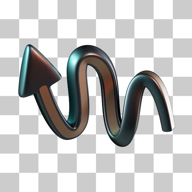 Ikona 3D strzałki w górę zygzaka