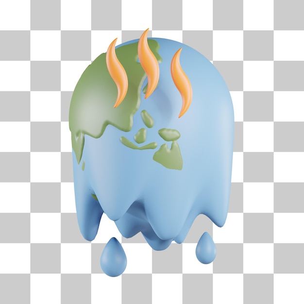 PSD ikona 3d topnienia ziemi