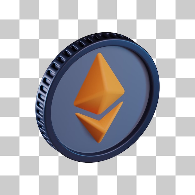 PSD ikona 3d waluty monety ethereum