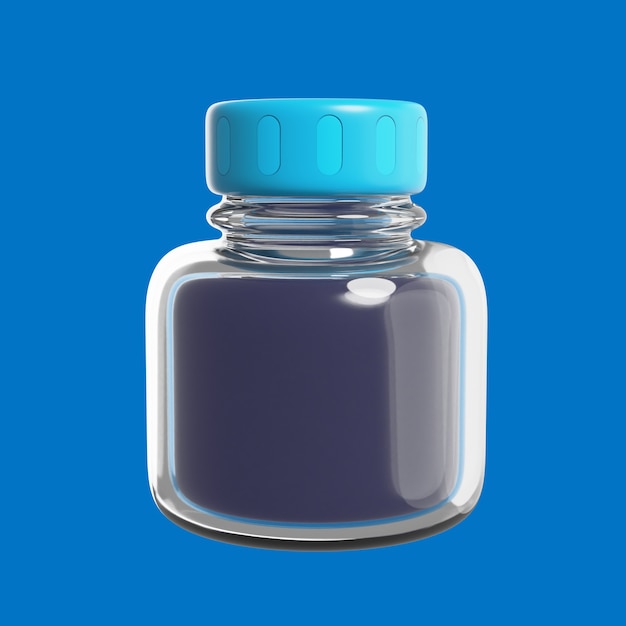 PSD ikona 3d z butelką z atramentem