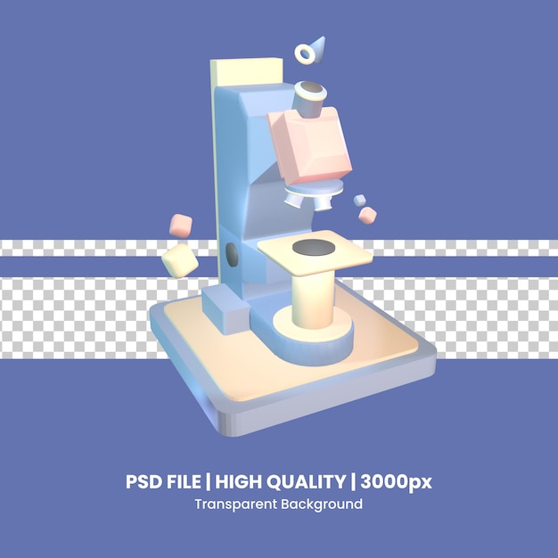 Ikona 3D z powrotem do mikroskopu szkolnego wyodrębniona na przezroczystym tle