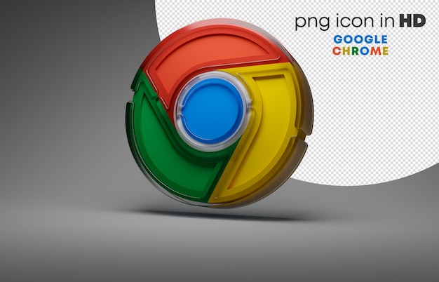 PSD ikona 3d z przezroczystym tłem - google chrome (po lewej)