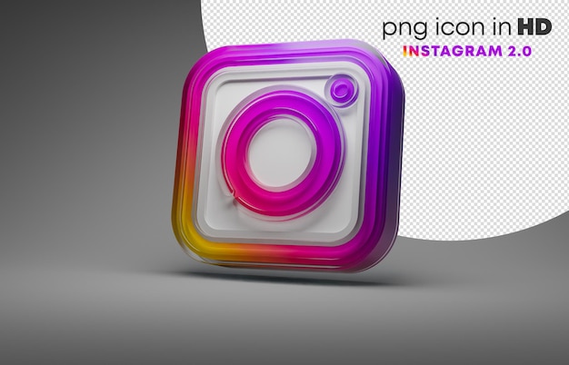 Ikona 3d z przezroczystym tłem - instagram 2.0 (po lewej)