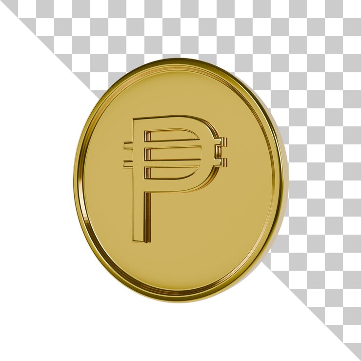 PSD ikona 3d złotej monety peso