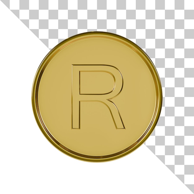 PSD ikona 3d złotej monety rand